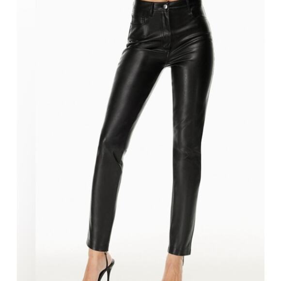 Wilfred Free Women's Black Charm Pant High-Waisted Vegan Leather Leggings Size 0